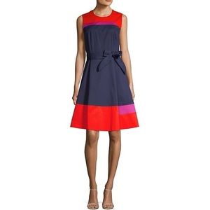 Boss Hugo Boss Hadesa Colorblocked Cotton Dress Size 0